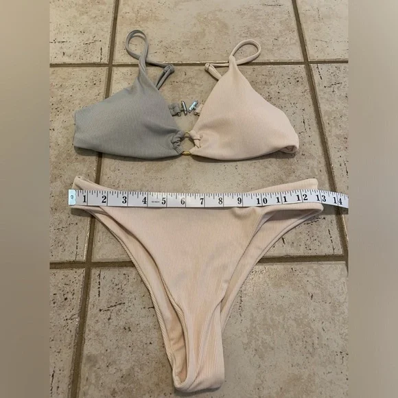 💜 Zaful Ribbed Color-Block Bikini Set with O-Ring Detail - Size Small - Picture 5 of 7